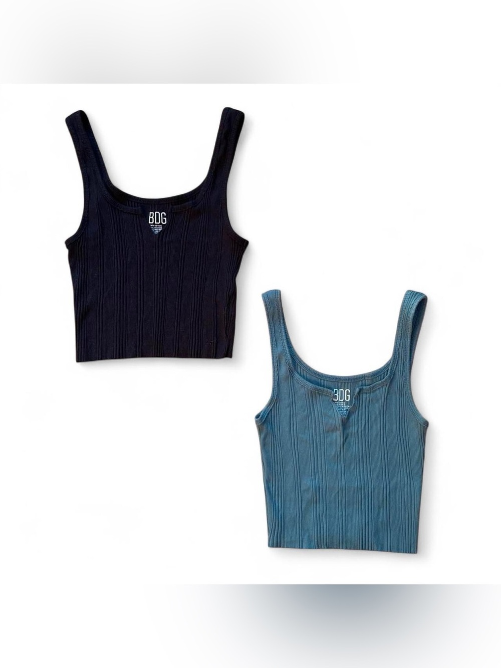 Urban outfitters BDG teal & black ribbed notched tank tops